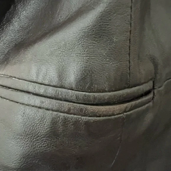 Denim and Co. qvc smooth brown leather distressed oversized blazer - Picture 10 of 10